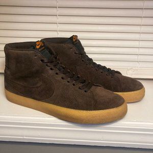 Nike SB Zoom Blazer Mid Velvet Brown Men's Size 11 Gum Sole Skateboarding Shoe